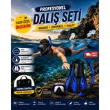 Kenly Dalış Seti S-M / L-Xl Beden Profesyonel Maske Şnorkel Palet Seti Ayarlanabilir Deniz Yüzme Seti Taşıma Çantalı - S - M - Siyah - Mavi