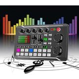 Kenly F998 Bluetooth Şarjlı Ses Mikseri Dj Canlı Yayın Ses Kartı Kondenser Mikrofon Uyumlu - Siyah