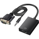 Kenly HDMI to VGA Çevirici Kablo Ses Destekli – 1080P Full HD, Tak Çalıştır, Monitör & Projeksiyon Uyumlu - Siyah