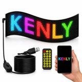 Kenly Programlanabilir 20x64 LED Matrix Ekran 35x10 cm, Kayan Yazı & Emoji LED Tabela, Bluetooth Uygulama Kontrollü RGB Panel, USB Type-C Araç Camı ve Dekoratif Kullanım