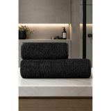 kennylake selection 2’li Siyah Havlu Seti %100 Pamuk | 1 Adet 70x140 + 1 Adet 50x90 | Spor, Kuaför, Berber, Otel & SPA Havlusu
