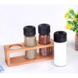kenpool Pera Ahşap Stantlı Tuzluk Biberlik 245 ml Cam Tuzluk 3lü Baharat Takımı - Şeffaf
