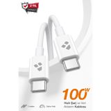 Kensa 100W Destekli Uyumlu Type C To Type C Hızlı Şarj Kablosu Beyaz 1 Metre