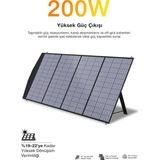 Kensa 200W Katlanabilir Monokristal Güneş Paneli - Taşınabilir Güç Istasyonu ve Karavan Uyumlu - Çoklu Adaptör Uçlu, Stantlı, Su Geçirmez Solar Şarj Cihazı - KPS-02