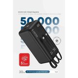 Kensa 50.000 Mah Dijital Göstergeli Dahili Çoklu Kablolu Powerbank – Süper Hızlı Şarj Taşınabilir Şarj - Antrasit