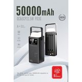 Kensa 50.000 Mah Outdoor LED Işıklı Hızlı Şarj Powerbank – Usb-C & Çoklu Cihaz Desteği - Siyah