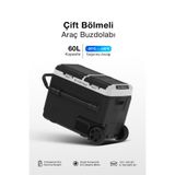 Kensa 60L Taşınabilir Çift Bölmeli Araç Buzdolabı -20°C Kompresörlü Taşınabilir Kamp & Karavan Tipi