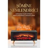 Kensa Alev Efektli Şömine Aromaterapi Difüzörü | 4’ü 1 Arada Nemlendirici | 150 ml Serin Buhar | LED Işık - Siyah - RENK
