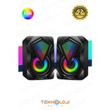 Kensa Bilgisayar Hoparlörü Led Işıklı Rgb Laptop Pc Uyumlu 1+1 Speaker