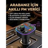 Kensa Bluetooth Araç Çakmaklık Fm Transmitter Işıklı | Mp3 Çalar | Type-C Hızlı Şarj | Araç Şarj Cihazı - Siyah