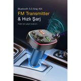 Kensa Bluetooth Araç Kiti Araç Fm Transmitter USB TypeC MP3 SD Kart Flash Uygun PD Çakmaklık Girişli kt326
