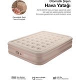 Kensa Çift Kişilik Şişme Yatak Ortopedik 40 cm Yüksek 450 kg Taşıma Kapasiteli Kamp Yatağı - Bej