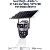 Kensa Güneş Enerji Panelli 4 Lensli Dış Mekan Kamerası - 2 Yönlü Sesli Konuşma & Gece Görüşü - TEK
