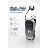 Kensa Makaralı Kulaklık Bluetooth 6.0 | 20 Saat Konuşma | Dijital Ekran | Titreşimli | Hızlı Şarjlı - Beyaz