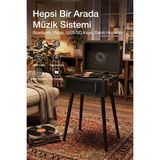 Kensa Retro Bluetooth Pikap Speaker | 3 Hızlı Plak Çalar - Siyah