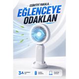 Kensa Şarjlı Taşınabilir Mini El Fanı 3 Kademeli Hız Ayarlı Telefon Standlı Vantilatör - Gri