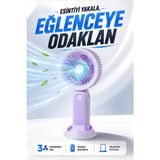Kensa Şarjlı Taşınabilir Mini El Fanı 3 Kademeli Hız Ayarlı Telefon Standlı Vantilatör - Mor