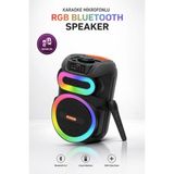 Kensa Taşınabilir Mikrofonlu 25W LED Işıklı Bluetooth Hoparlör Seti - Siyah