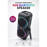 Kensa Taşınabilir Mikrofonlu 50W LED Işıklı Bluetooth Hoparlör Seti