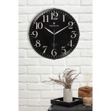 KENSINGTON LONDON YAZILI SİYAH ZEMİNLİ BOMBELİ DUVAR SAATİ 35 CM - Siyah