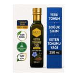 KENT BAHÇESİ (Hediyeli) Keten Tohumu Yağı 250 ml Soğuk Sıkım %100 Saf Doğal Katkısız Yerli Cam Şişe İçilebilir