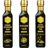 Kent Bahçesi Kabak Çekirdeği + Susam + Keten Tohumu Yağı % ve 250 ml - Soğuk Sıkım Damlalıklı