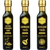 Kent Bahçesi Keten Tohumu + Sarımsak + Susam Yağı ve 250 ml - Soğuk Sıkım Damlalıklı