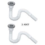 Kent Pazarı Körüklü Lavabo Sifonu Lavabo Altı Hortumu Lavabo Gider Borusu 45-134 Cm 2 ADET