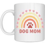 Kentex Dog Mom Baskılı Porselen Kupa Model 186 – Köpek Annesi Temalı Sevimli Kahve Kupası – Köpek Severlere Hediye – Sevimli Pati ve Gökkuşağı Tasarımlı Kupa - Belirtilmemiş - 001 - Beyaz