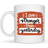 Kentex I Am Stronger Than Yesterday Motivasyon Kupası Model 136 – Ilham Veren Tasarım, Porselen Kahve & Çay Kupası – Günlük Motivasyon Hediyesi - Belirtilmemiş - 001 - Beyaz
