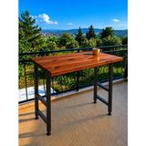 Kentex Masif Bar Masası 85 cm Yüksek Metal Profil Ayaklı Mutfak Yemek Kafe Bistro Çalışma 40X50 - Ahşap - Belirtilmemiş
