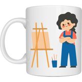 Kentex Ressam Tasarımlı Porselen Kupa Model 163 – Sanatçı Temalı Kahve Kupası – Ressam Hediyesi – Sanat Severlere Özel Beyaz Kupa - Belirtilmemiş - 001 - Beyaz