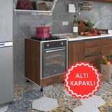 Kenz Life Ankastre Modülü Ceviz Renkli Fırın Ocak Dolabı 60 cm Genişlik 85 cm Yükseklik