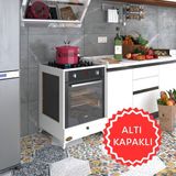 Kenz Life ankastre modülü kabini altın byz fırın ocak dolabı kapaklı ayaklı - renk - Beyaz