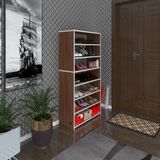 Kenz Life Ayakkabılık Goya Cvz 140*70*30 Arkalıksız Ayakkabı Ofis Dolabı Iki Bölme - Ceviz