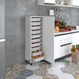 Kenz Life Çok Amaçlı Dolap Modern Tasarım 134 cm Yükseklik 10 Sepetli Ahşap Malzeme - Beyaz