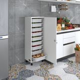 Kenz Life Çok Amaçlı Dolap Modern Tasarım 9 Sepetli Ahşap 122x45x30 cm Ofis ve Mutfak İçin - Beyaz
