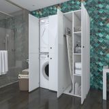 Kenz Life Kapaklı Çamaşır-Kurutma Makinesi Dolabı Sunta Malzemeden 180*120*60 cm Banyo İçin Tasarlandı