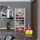 Kenz Life Kenzlife Ayakkabılık Ayakkabı Dolabı Kilitli Be Real Byz 160*70*32 Kapaklı Arkalıklı Ofis Dolabı Iki Bölme + Tekli Duvar Rafı Hediyeli - Beyaz