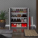 Kenz Life Kenzlife Ayakkabılık Ayakkabı Dolabı Kilitli Be Real Gri 080*70*32 Kapaklı Arkalıklı Ofis Dolabı - Beyaz