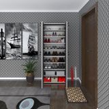 Kenz Life Kenzlife Ayakkabılık Ayakkabı Dolabı Kilitli Be Real Gri 180*70*32 Kapaklı Arkalıklı Ofis Dolabı Iki Bölme - Beyaz