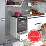 Kenz Life Kenzlife Beyaz Ankastre Modülü Kabini Lityum Byz Fırın Ocak Dolabı Çekmeceli Suntalam 85x60x57