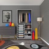 Kenz Life Kenzlife Giysi Dolabı Yalın Gri 180*090*30 Kapaksız Arkalıksız 6 Sepetli - Antrasit