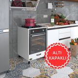 Kenz Life Kenzlife Kapaklı Ankastre Modülü Kabini Malik Ejder Fırın Ocak Dolabı 60x57x85 cm Klasik Beyaz