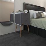 Kenz Life Kenzlife Komodin Hanami Gri 74*39*39 Komidin Ahşap Ayaklı Kitaplık Ayakkabılık Kapaklı Arkalıklı