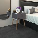 Kenz Life Kenzlife Komodin Kazuki Gri 60*39*39 Komidin Ahşap Ayaklı Kitaplık Ayakkabılık Kapaklı Arkalıklı