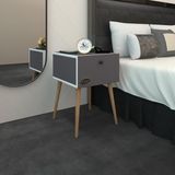 Kenz Life Kenzlife Komodin Tora Gri 60*39*39 Komidin Ahşap Ayaklı Kitaplık Ayakkabılık Kapaklı Arkalıklı