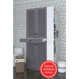 Kenz Life Kenzlife Membran Çamaşır-Kurutma Makinesi Dolabı Ahi Evran Sağ Gribyz Panjur 187*090*60 Mebran Kapak Mdf Gövde - GRİBYZ