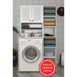 Kenz Life Kenzlife Membran Çamaşır Makinesi Dolabı Hayzummaks Byzbyz Panjur 180*66*55 Mebran Kapak Mdf Gövde - Beyaz
