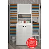 Kenz Life Kenzlife Membran Çamaşır Makinesi Dolabı Kasparovmaksduble Byzbyz Panjur 180*126*55-20 Mebran Kapak Mdf Gövde Banyo Kapaklı Arkalıksız - Beyaz